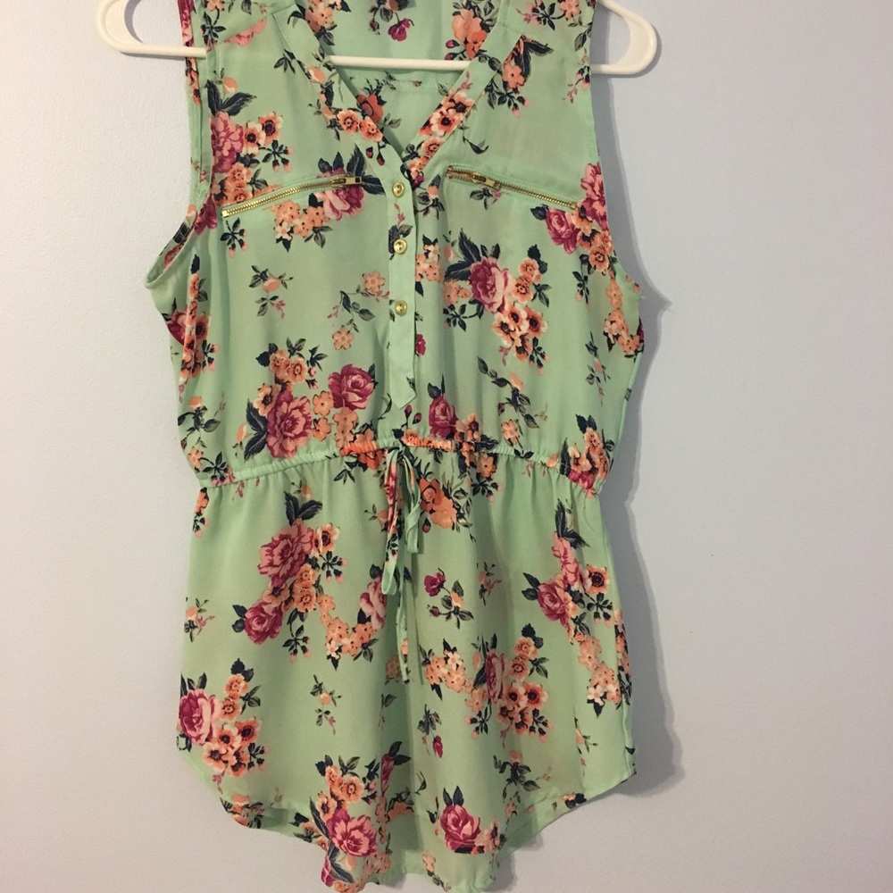 Mint green flower tank Rue 21